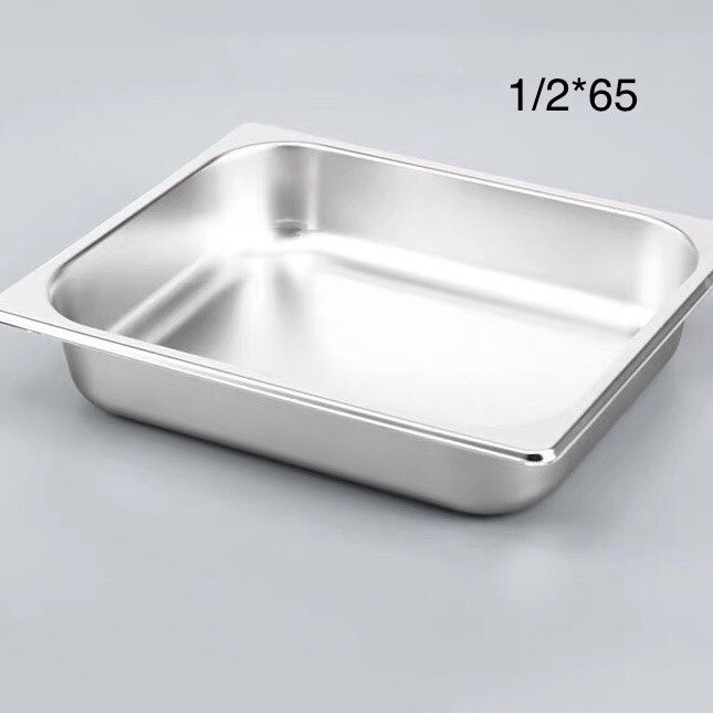 Khay inox GN 1/2, khay inox 304 đựng thực phẩm,khay đựng thạch topping bán trà sữa size 1/2