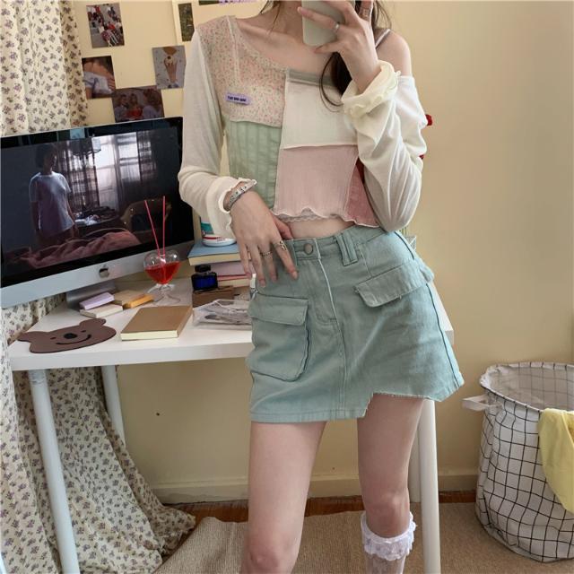 Set Chân Váy Và Áo Thun Tay Ngắn Thời Trang Phong Cách Hàn Quốc Cho Nữ