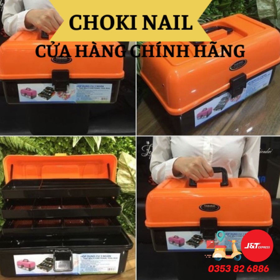 Cốp nhựa 3 tầng, Cốp nhựa đựng đồ nail 3 ngăn cao cấp dành cho thợ làm nail