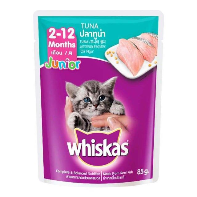 Sốt cá ngừ/cá thu cho mèo con Whiskas Junior Tuna/Mackerel 85g