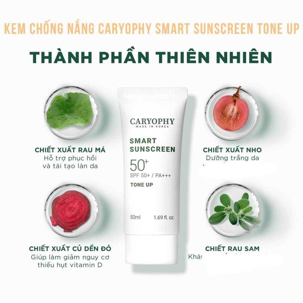 Kem Chống Nắng Caryophy Smart Sunscreen Tone Up 50Ml Ngừa Mụn, Giảm Thâm, Bảo Vệ Da Khỏi Tia UV