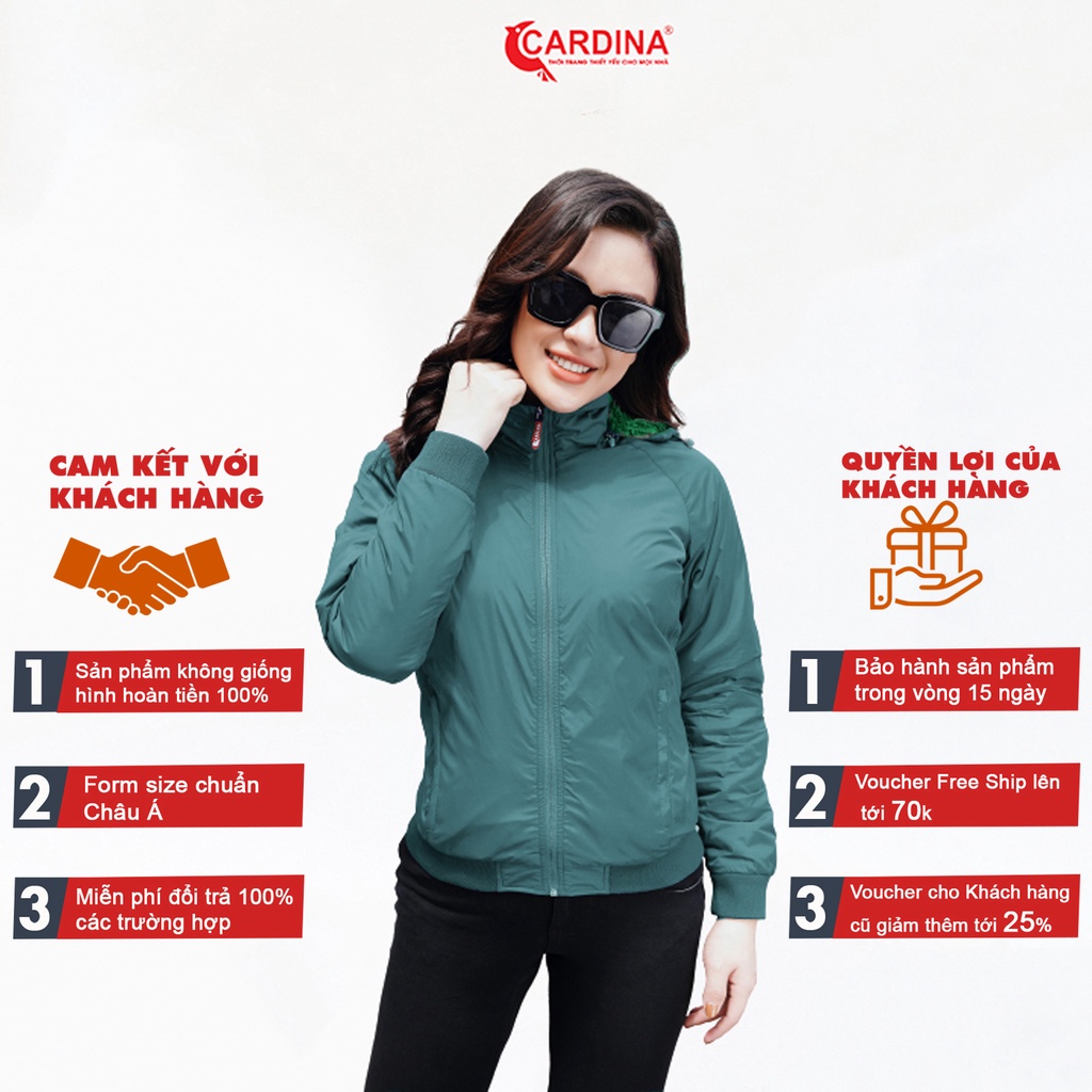 Áo Khoác Nữ 𝐂𝐀𝐑𝐃𝐈𝐍𝐀 Chất Gió Trơn 2 Lớp Lót Lông Cao Cấp Siêu Ấm Siêu Nhẹ Chống Nước LTF