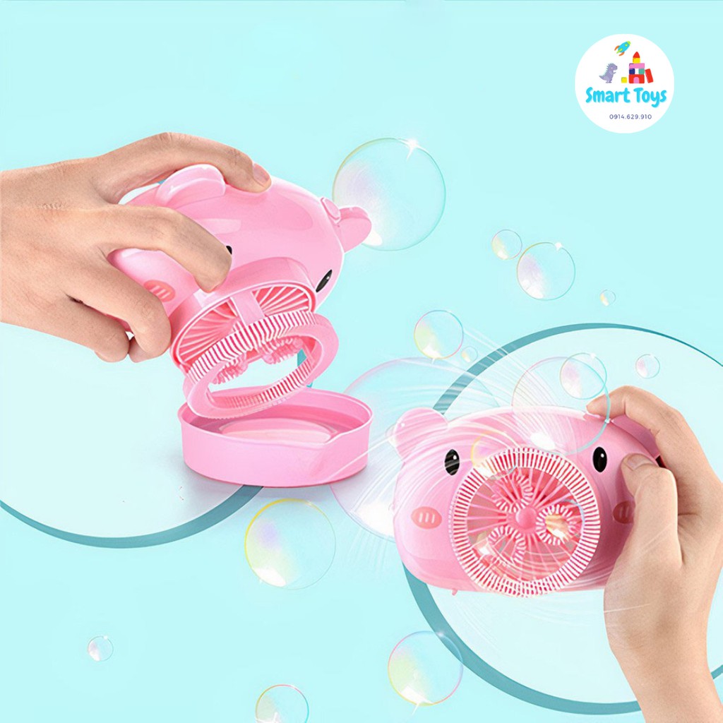 Máy ảnh thổi bong bóng Chú heo hồng cute cao cấp 2 trong 1 kèm sạc USB