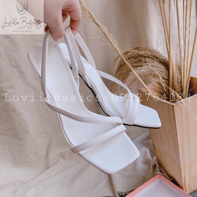 LOVIIE BASICS - SANDAL CAO GÓT 9P QUAI NGANG CHÉO ĐẾ VUÔNG 9 PHÂN - GIÀY CAO GÓT 9P QUAI NGANG 9CM DÂY MẢNH G201011 | BigBuy360 - bigbuy360.vn