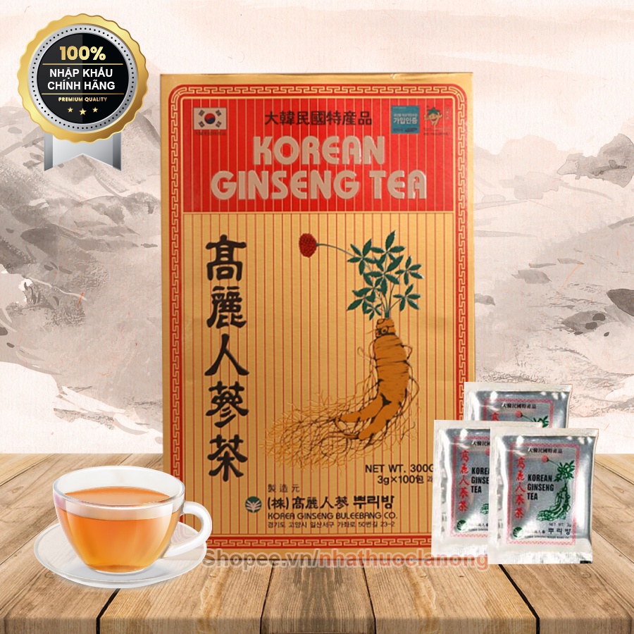 Trà sâm Hàn quốc Korean Ginseng Tea Hộp 100 gói x 3g