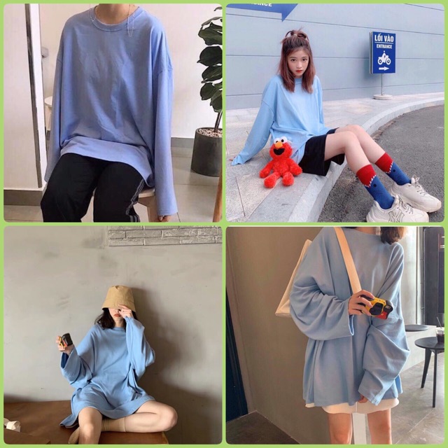 Áo phông Unisex trơn dài tay form thụng nhiều màu - Áo phông Unisex tay dài
