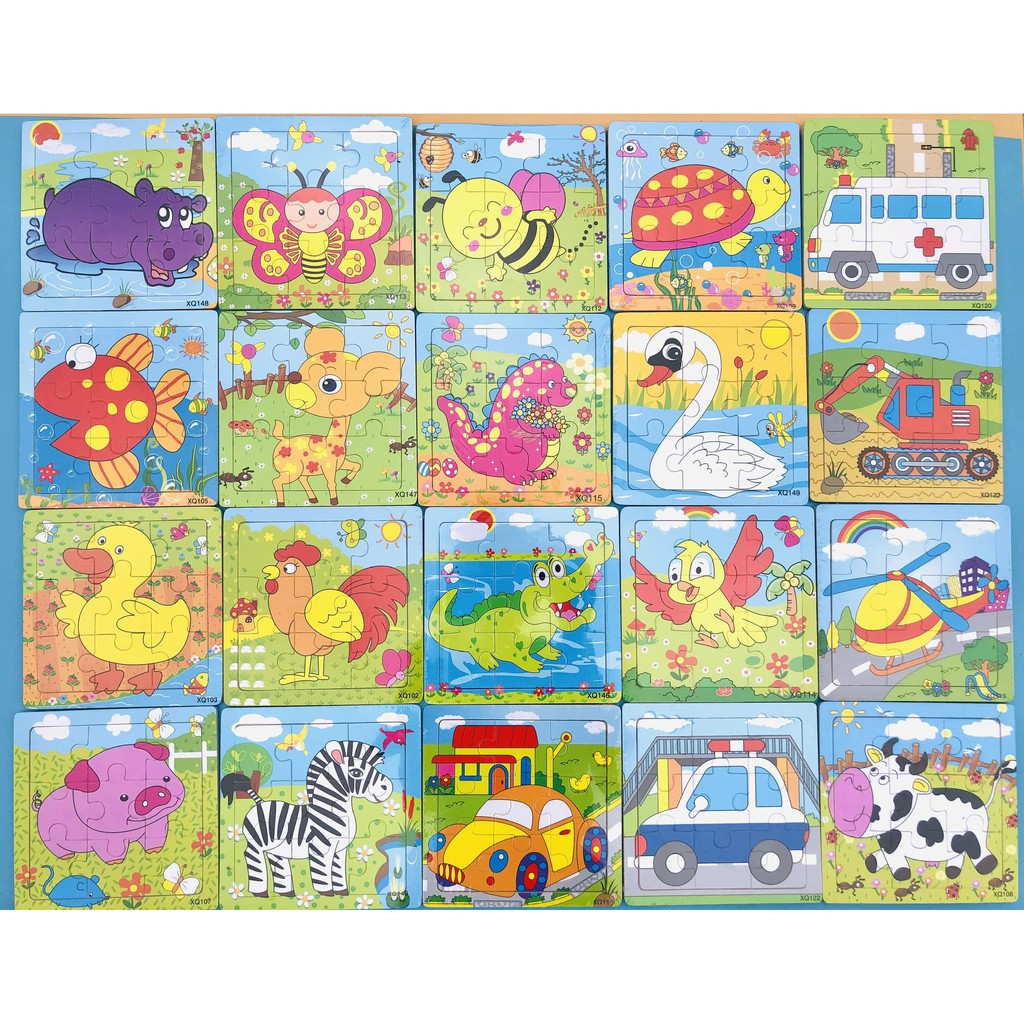 Tranh Gỗ Ghép Hình 9 Miếng Ghép Puzzle Toys Cho Bé Tư Duy Trí Não Và Học Màu Sắc