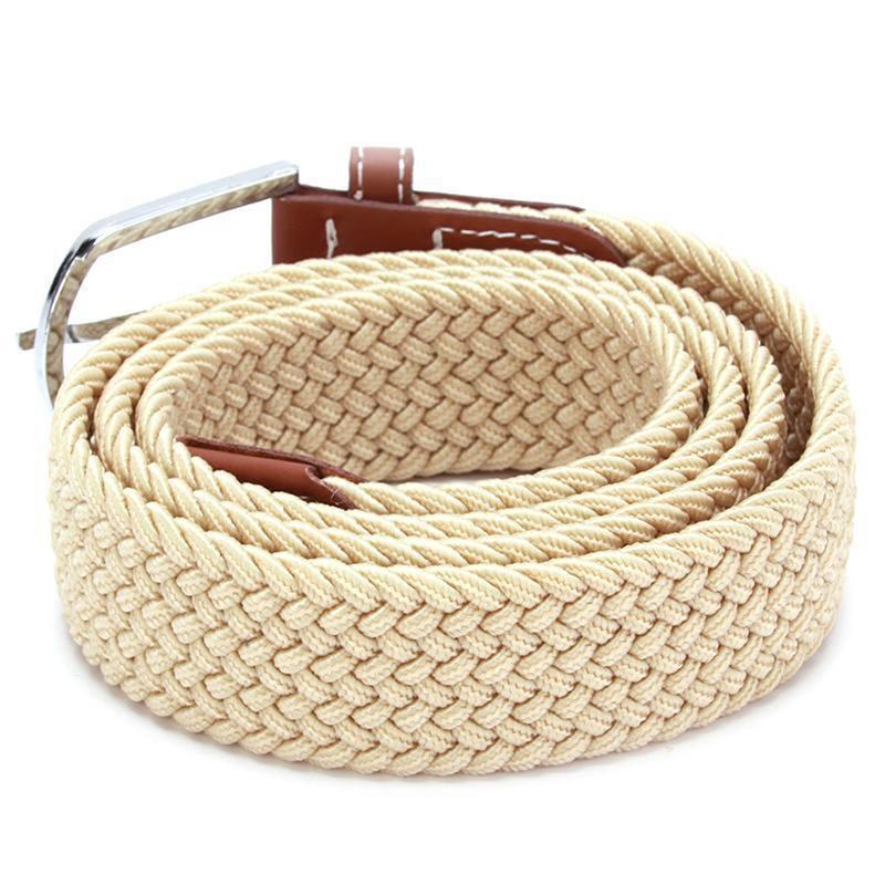 Dây Thắt Lưng Vải Canvas Dệt Kim Co Giãn Có Khóa Cài Kim Loại Thời Trang Cho Nam Và Nữ