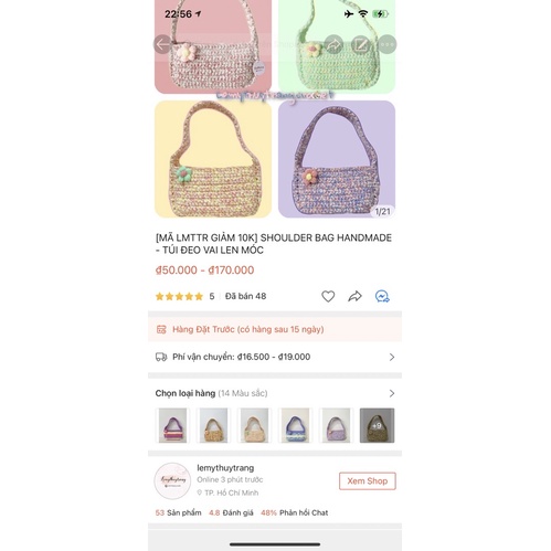 SHOULDER CROCHET BAG -TÚI LEN MÓC HANDM