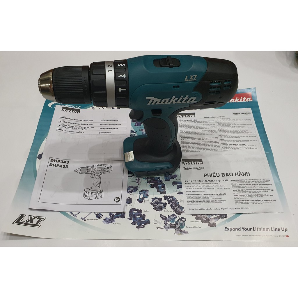 Máy khoan búa vặn vít dùng pin Makita DHP453Z 18V