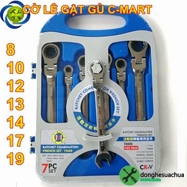 Bộ cờ lê vòng miệng tự động lắc léo C-mart T0009 7 cây