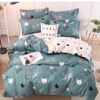 Set chăn ga cotton poly mèo xanh uy tín