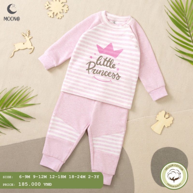 Bộ nỉ cho bé trai, gái, bộ nỉ thu đông cài vai hàng chính hãng Moon@ 2020 - vải nỉ - size từ 6 tháng - 3 tuổi