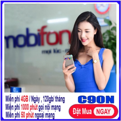 Sim 4G Mobifone C90N tặng ngay 4GB tốc độ cao 1 ngày, 50p gọi liên mạng và 1000p gọi nội mạng,có ngay tháng đầu sử dụng