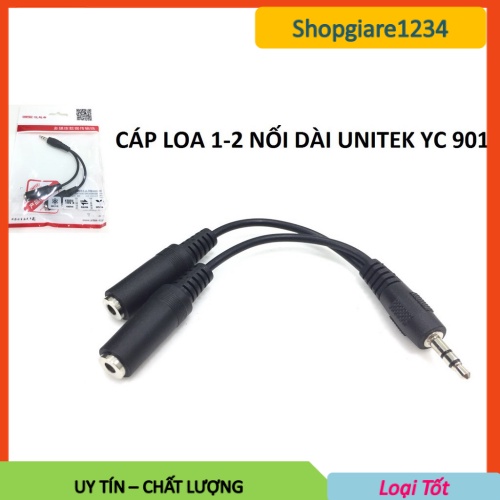 Cáp loa nối dài 3.5mm ra 2 jack 3.5mm Unitek Y-C 901- Cáp chia âm thanh từ 1 ra 2 jack 3.5mm