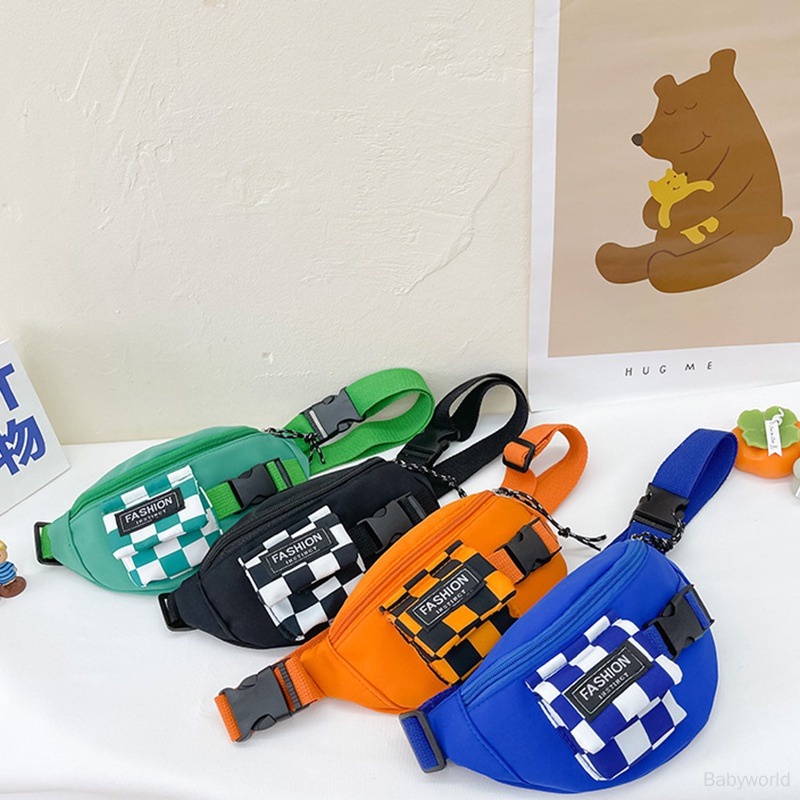 Túi Đeo Chéo Ngực In Họa Tiết Caro Đơn Giản Thời Trang Cho Bé