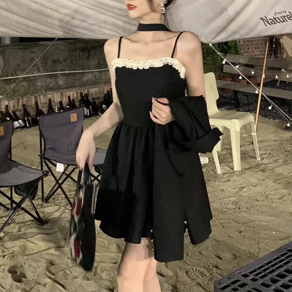 Đầm Đen Ôm Dáng Phong Cách Pháp Cổ Điển Thời Trang Mùa Hè 2022 Cho Nữ