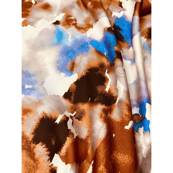 Vải lụa satin lập thể màu loang