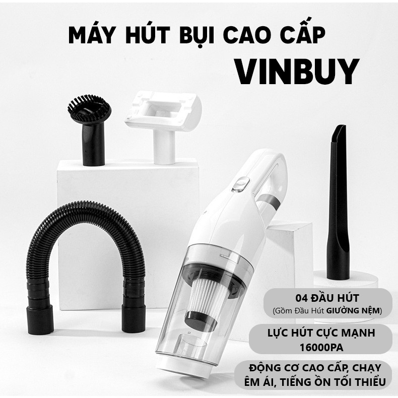 Máy Hút Bụi Cầm Tay Không Dây VinBuy Lực Hút Mạnh Mẽ 16000PA Chức Năng Hút Bụi Khô Và Ướt - Máy Hút Bụi Ô Tô, Gia Đình