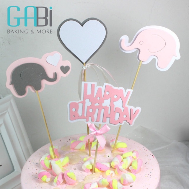 Set topper voi + tim + HPBD