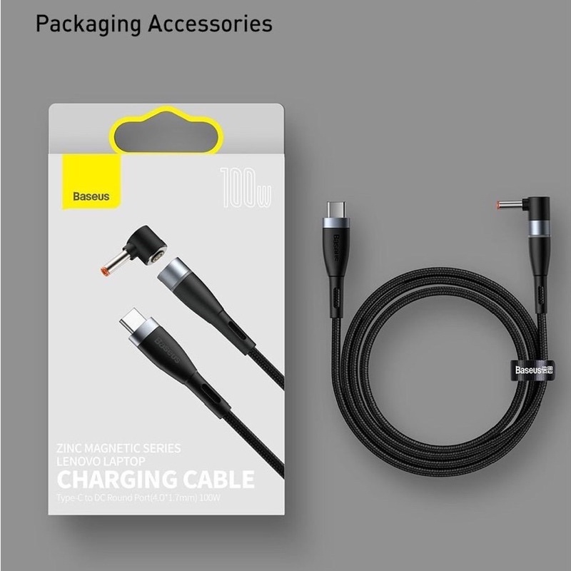 Cáp Sạc Nam Châm Cho Laptop - Baseus Zinc Magnetic Series Lenovo Laptop Charging Cable Type-C to DC Round Port 100W