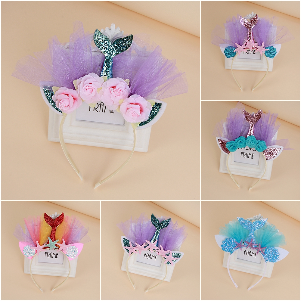 Phụ kiện cài tóc hình đuôi cá đính kim tuyến lấp lánh