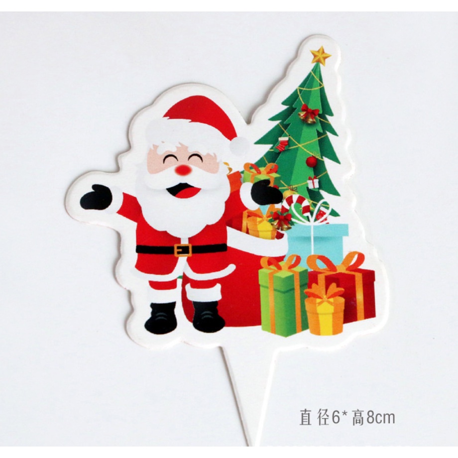 Túi 50 thẻ giấy trang trí bánh sinh nhật chủ đề Noel (in 2 mặt), trang trí bánh giáng sinh