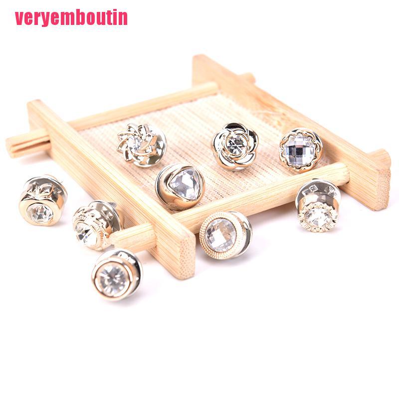 Set 10 Khuy Cài Áo Hình Bông Hoa Đính Ngọc Trai Nhân Tạo Thời Trang