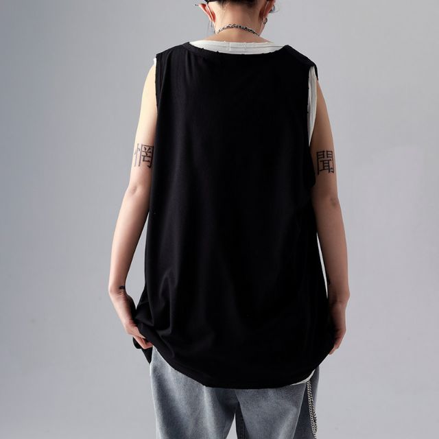 ÁO GYM TANK TOP UNISEX NAM NỮ, ÁO BA LỖ RÁCH GẤU TẠO LAYER TUA RUA