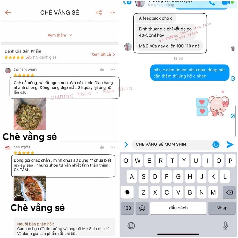 CHÈ VẰNG SẺ TÚI LỌC MOM SHIN | Vũ Phương Thảo Mom Shin | Shop Mẹ Thảo | Ở Cữ Mẹ Shin Min Gin