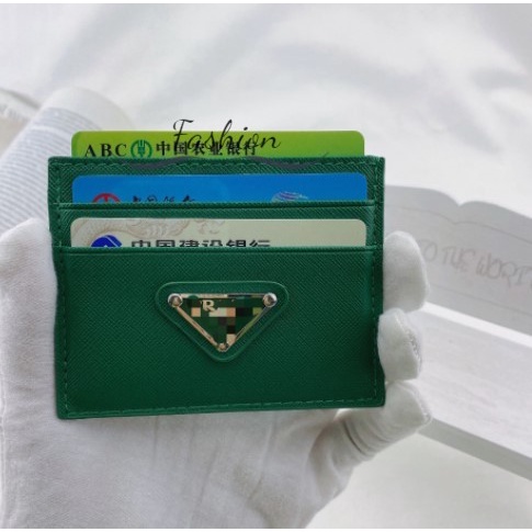 Ví Prada chất liệu da PU 4 ngăn siêu mỏng đựng thẻ thời trang cho nam nữ