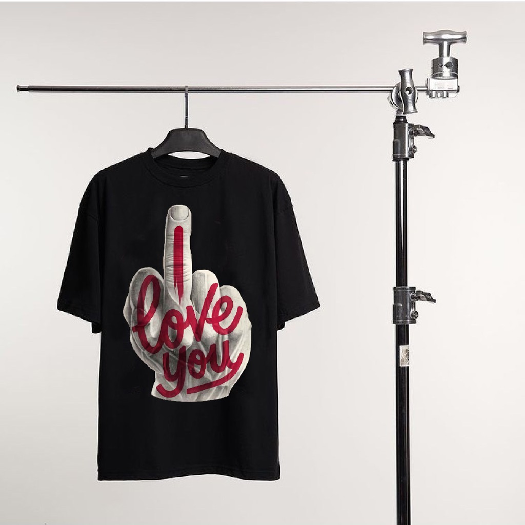 Áo thun tay lỡ UNISEX nam nữ cổ tròn phong cách i love you