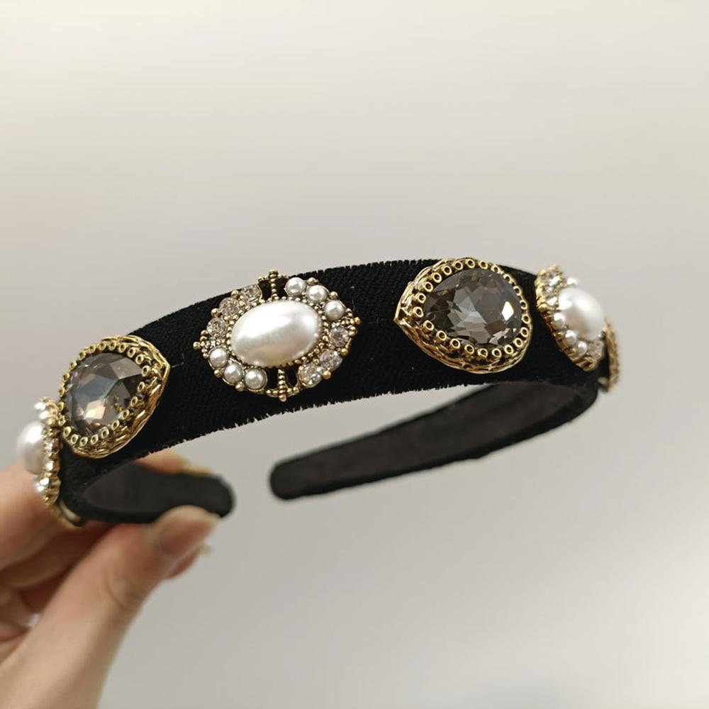 Băng Đô Cài Tóc Bản Rộng Thời Trang Cho NữBăng Đô Cài Tóc Đính Đá Zircon Phong Cách Baroque