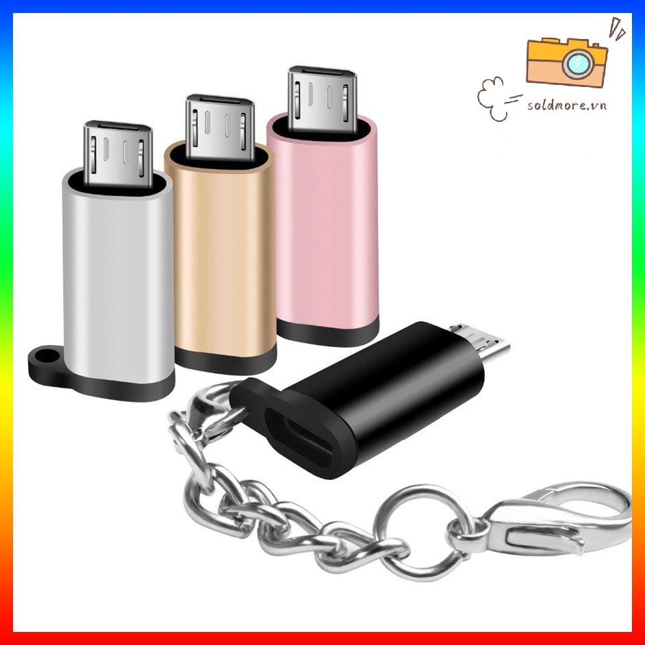 [SE] Aluminum USB-C to Micro USB Adapter with Keychain Type-C Micro USB Converter