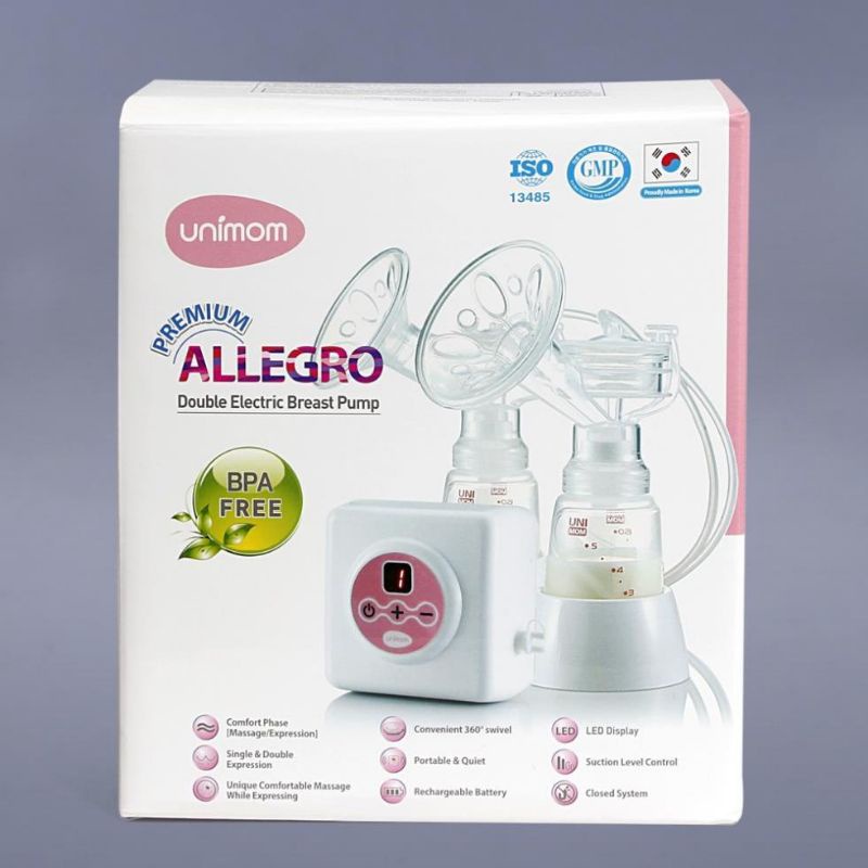 máy hút sữa điện đôi điện tử premium Allegro unimom có Matxa