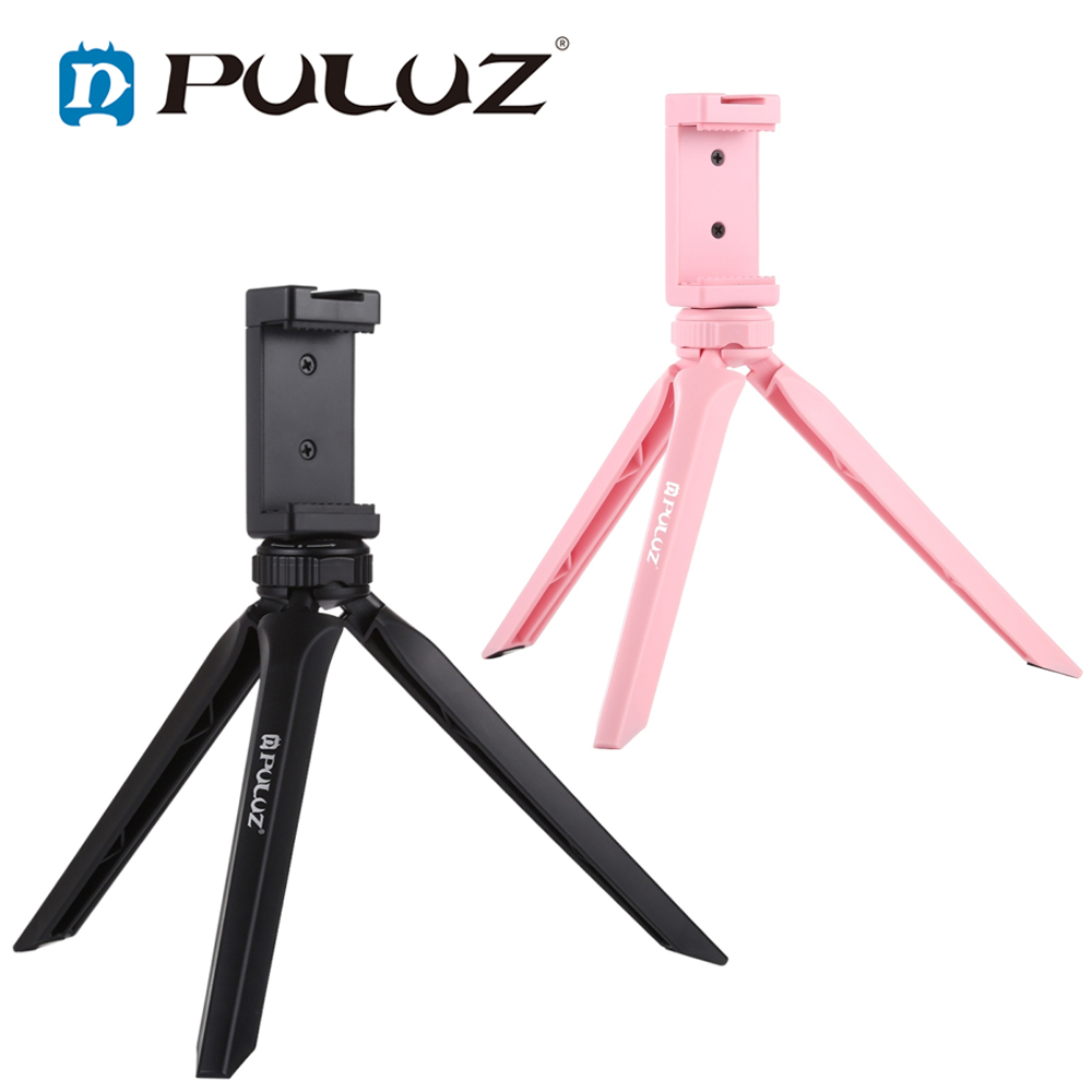 PULUZ Pocket Mini Plastic Tripod Mount with Phone Clamp Holder for Phone Sumsung Huawei Xiaomi Iphone