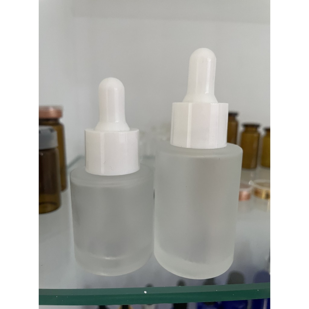 Chai thủy tinh nhám mờ vai ngang 20ml,30ml,50ml nắp bóp chiết serum, mỹ phẩm