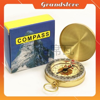 LA BÀN ĐỒNG THAU VÀNG MINI GẤP GỌN BỎ TÚI COMPASS GIÚP ĐỊNH HƯỚNG, CHỐNG NƯỚC CÓ VÒNG DẠ QUANG VÀ MÓC TREO TIỆN DỤNG
