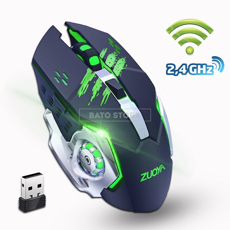 Chuột Gaming Không Dây ZUOYA MMR4 24GHz, Pin Sạc, 6 nút 1600DPI, Chống Ồn - Tặng Lót Chuột