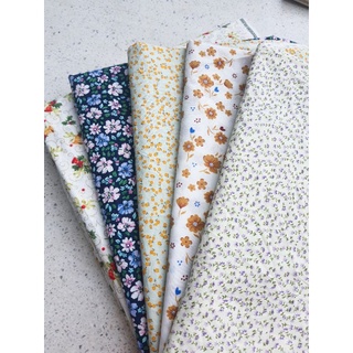 Vải thô cotton hoa nhí tập may đồ handmade