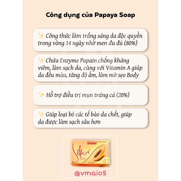 Xà phòng đu đủ dưỡng trắng da Papaya Soap