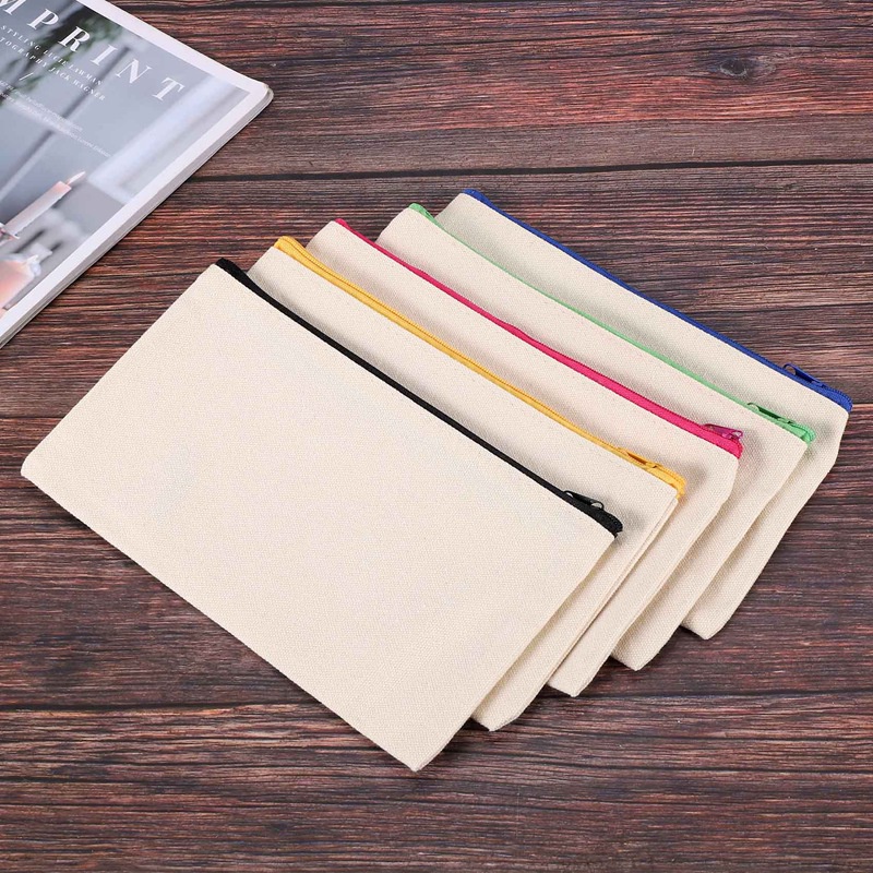 Set 40 Túi Canvas Đựng Bút Chì / Mỹ Phẩm DIY Có Khóa Kéo Nhiều Màu Sắc