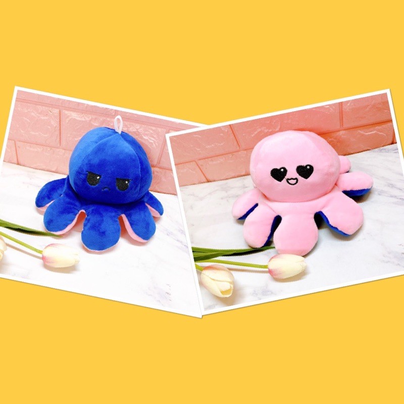 Bạch tuộc nhồi bông 2 mặt cảm xúc 24 x 12 cm siu cute - Reversible Octopus