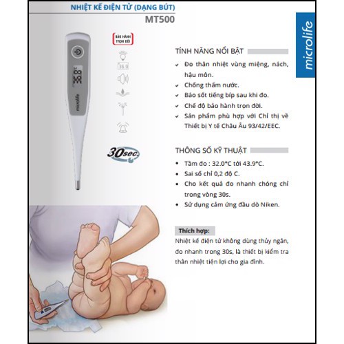 Nhiệt kế điện tử Microlife MT500 đo nhanh trong 30s