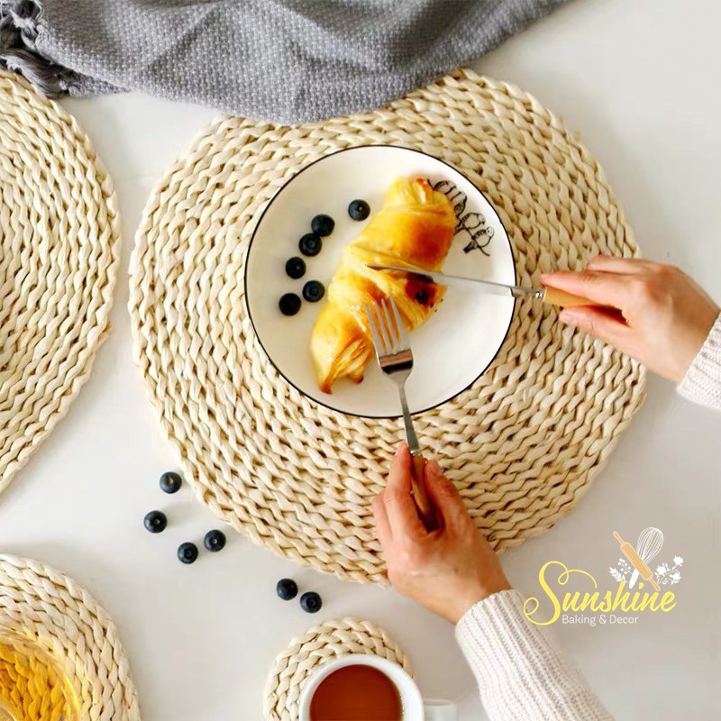 Thảm Cói Rơm Lót Bình Hoa Trang Trí Bàn Ăn Chụp Ảnh