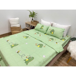 bộ chăn hè 5 món cotton poly ( mẫu khủng long xanh )