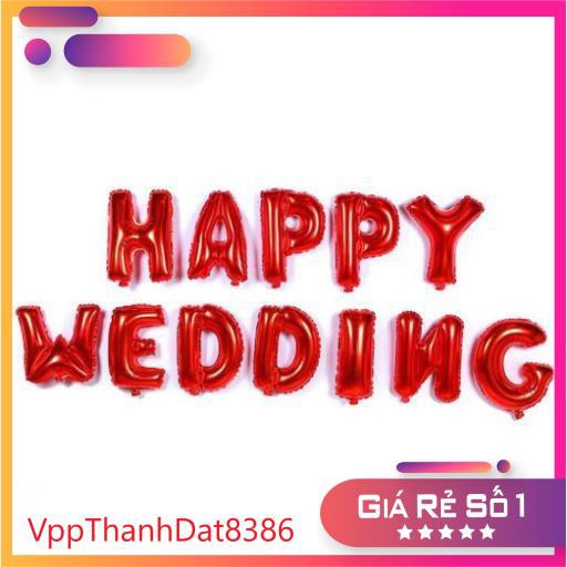 (Sale)  Bóng nhũ Bóng chữ Happy Wedding trang trí đám cưới