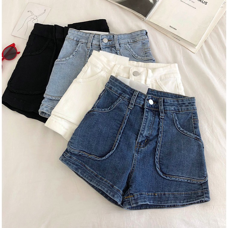 Quần sooc bò túi viền