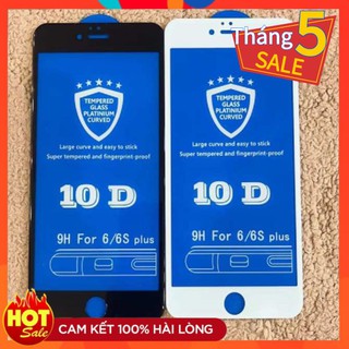 Siêu Kính Cường Lực 10D Full Màn Bo Viền Vát Cạnh Cho Iphone 6/6 Plus/7/7Plus/8/8 Plus/X Mới
