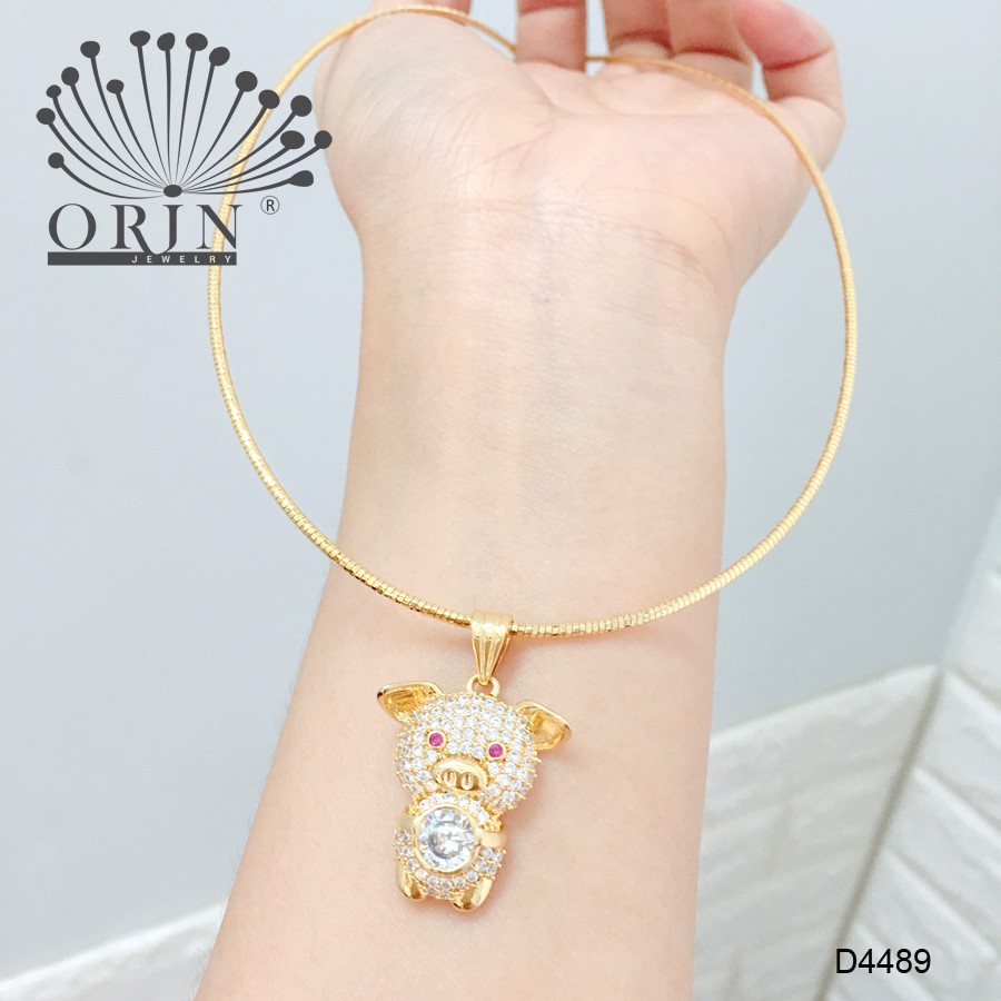 Kiềng dẻo, kiềng cổ nữ dạng nhuyễn mặt heo con đính đá thiết kế cao cấp Orin D4489